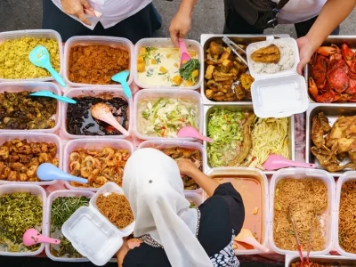 Gatematmarked på Borneo i Malaysia